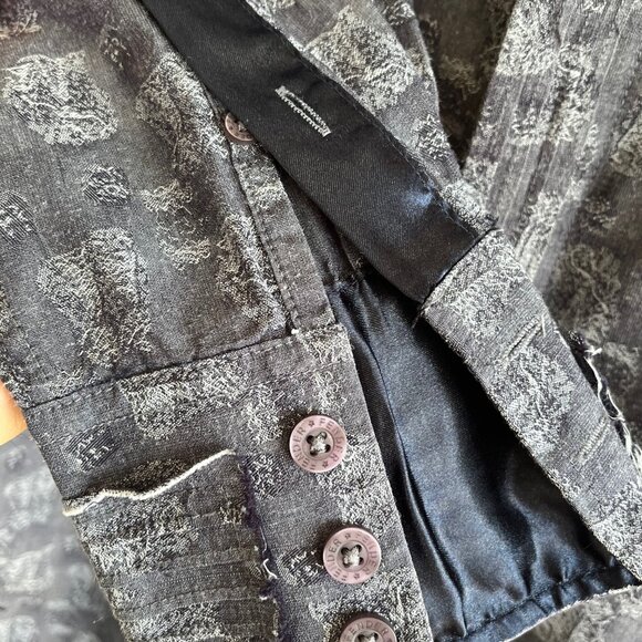 FENDER Custom Shop Rock And Roll Religion Mens Small Cotton Shirt Blue Geometric - Picture 7 of 10